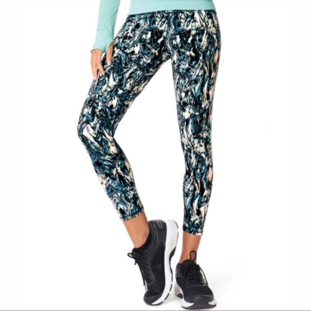 Sweaty Betty Power Pocket Workout Leggings In Blue Marble Print size XS